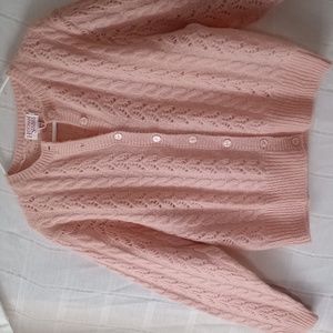 Mohair-Wool Knit Cardigan, Vintage! Pink-Peach, Sz 16, NWOT
